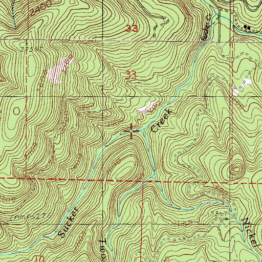 Topographic Map of Nickel Creek, OR