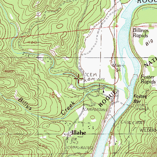 Topographic Map of Foster - Illahe Cemetery, OR