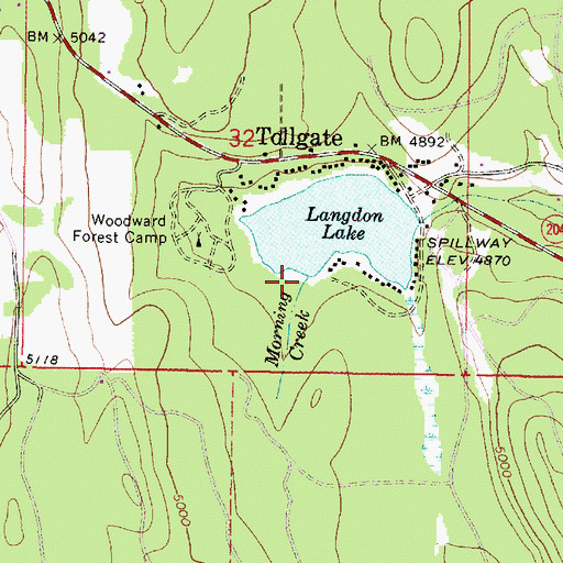 Topographic Map of Morning Creek, OR