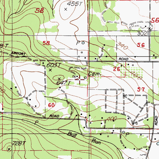 Topographic Map of Emerich Cemetery, OR