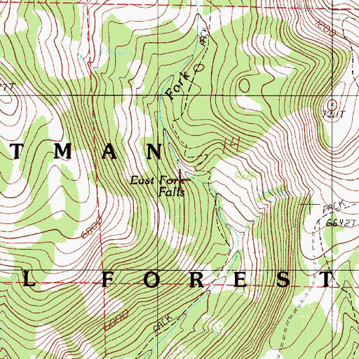 Topographic Map of East Fork Falls, OR