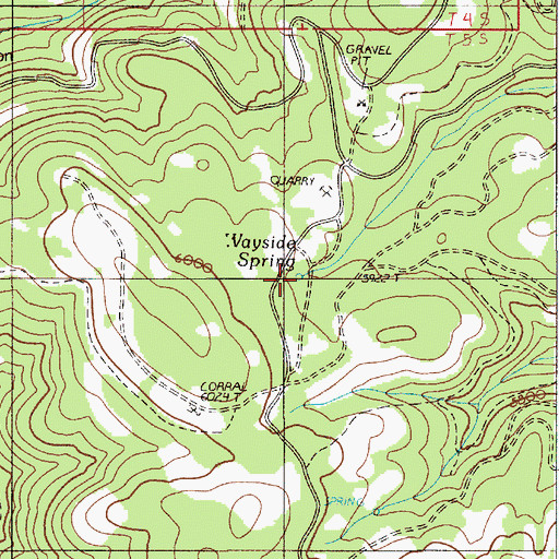 Topographic Map of Wayside Spring, OR