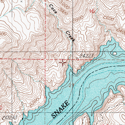 Topographic Map of Cave Creek, OR