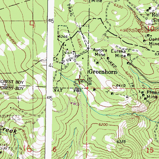 Topographic Map of Greenhorn Cemetery, OR