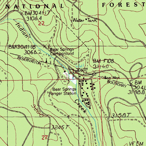 Topographic Map of Bear Spring, OR