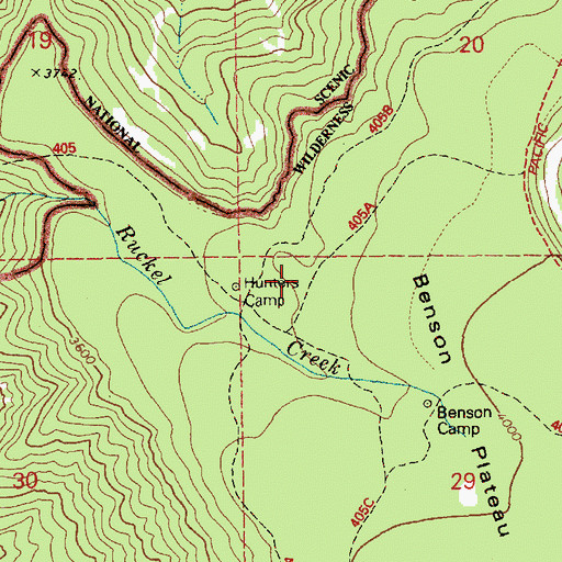 Topographic Map of Hunters Camp, OR