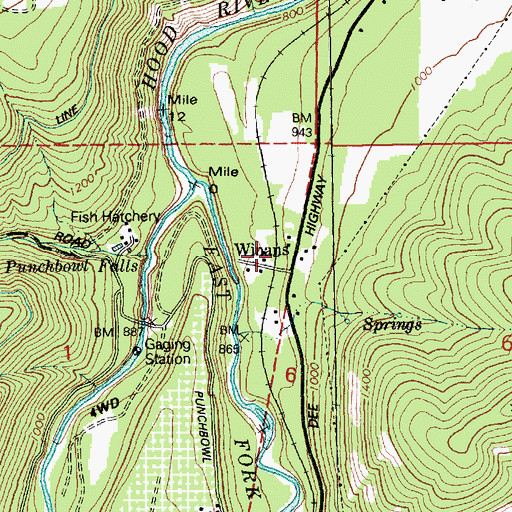 Topographic Map of Winans, OR