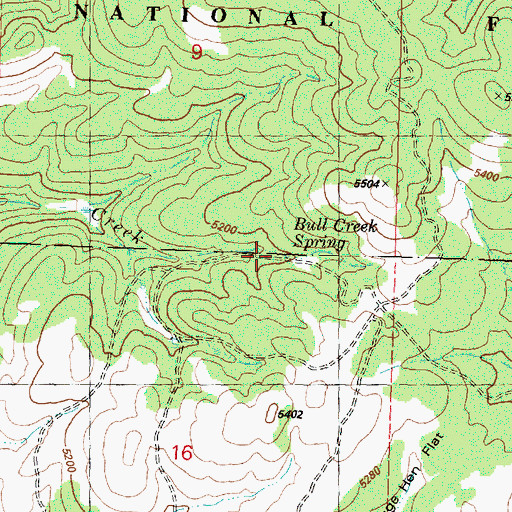 Topographic Map of Bull Creek Spring, OR