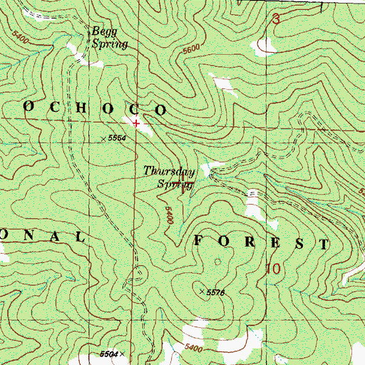 Topographic Map of Thursday Spring, OR