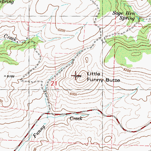 Topographic Map of Little Funny Butte, OR