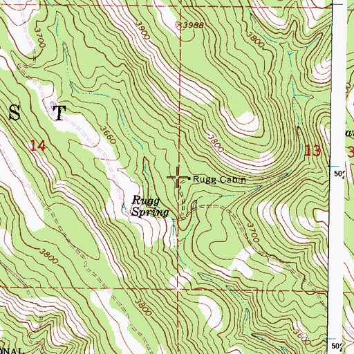 Topographic Map of Rugg Cabin, OR