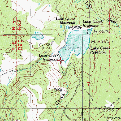 Topographic Map of West Fork Lake Creek, OR