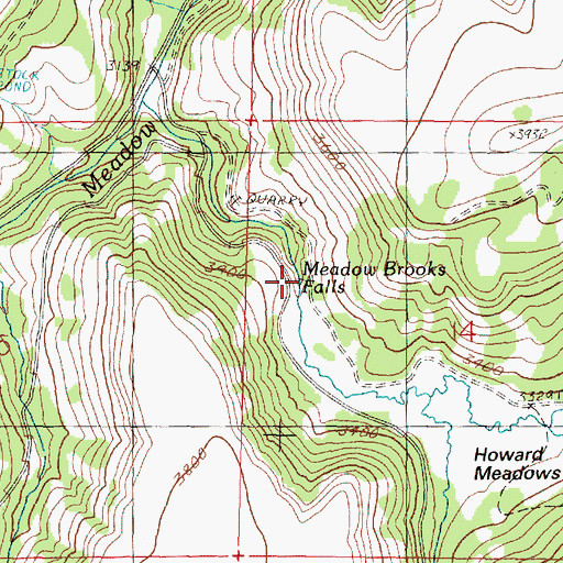 Topographic Map of Meadow Brooks Falls, OR