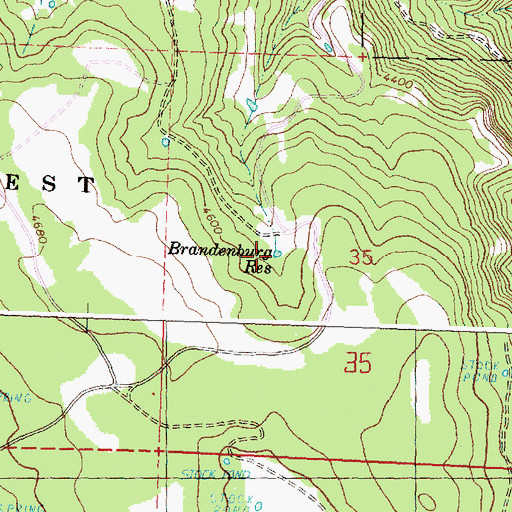 Topographic Map of Brandenburg Reservoir, OR