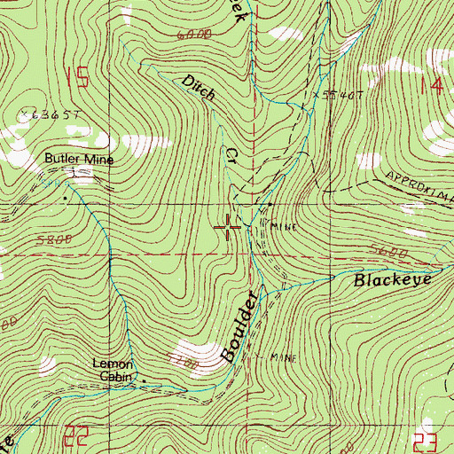 Topographic Map of Ditch Creek, OR