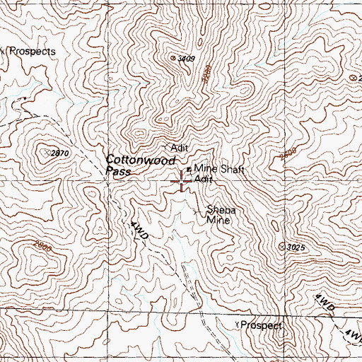 Topographic Map of Sheba Mine, AZ