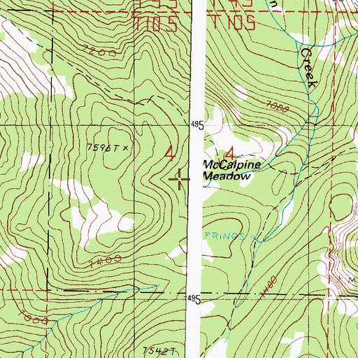 Topographic Map of McCalpine Meadow, OR