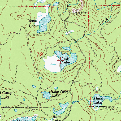 Topographic Map of Link Lake, OR