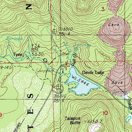 Topographic Map of Hell Creek, OR