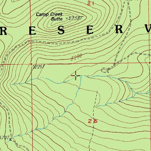 Topographic Map of Camp Creek Reservoir, OR