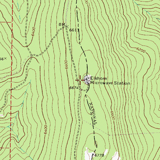 Topographic Map of Elkhorn Microwave Station, OR
