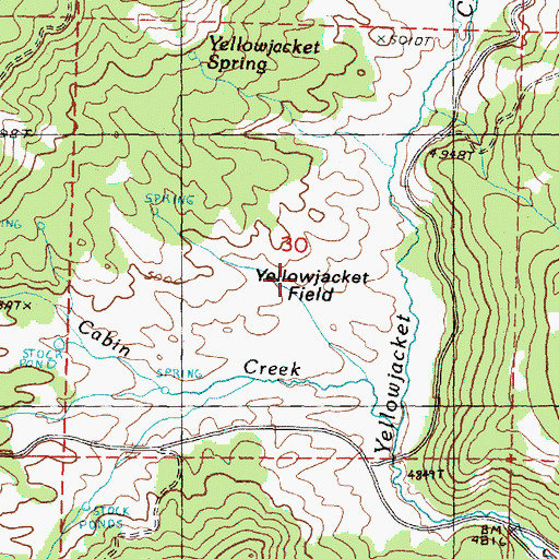Topographic Map of Yellowjacket Field, OR