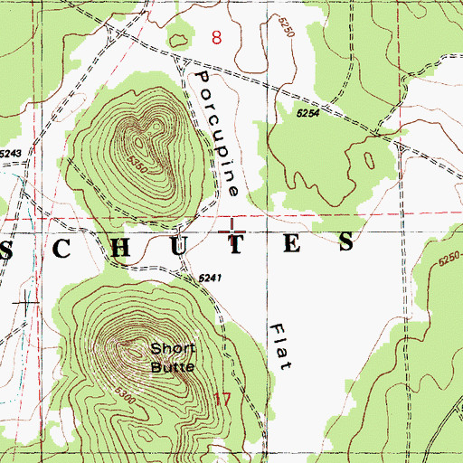 Topographic Map of Porcupine Flat, OR