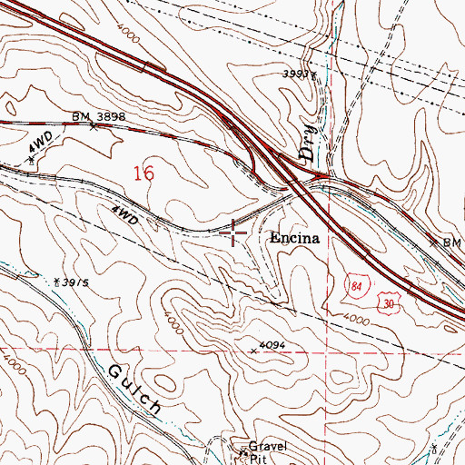 Topographic Map of Encina, OR