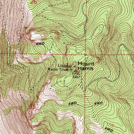 Topographic Map of Mount Harris Lookout Tower (historical), OR