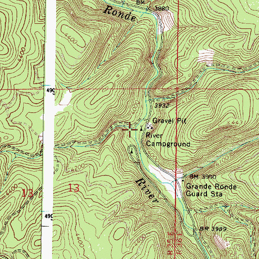 Topographic Map of River Recreation Site, OR