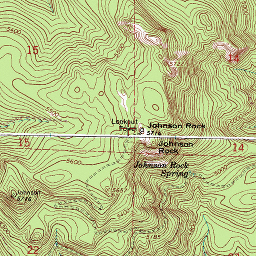 Topographic Map of Johnson Rock Lookout Tower, OR