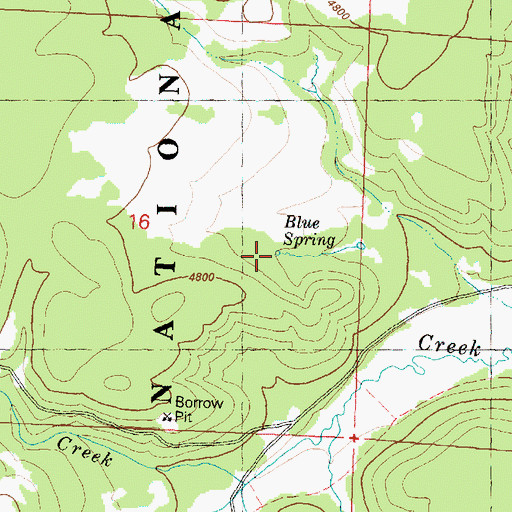 Topographic Map of Blue Spring, OR