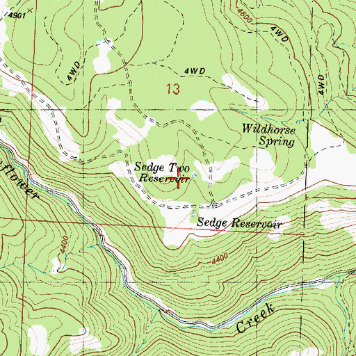 Topographic Map of Sedge Two Reservoir, OR