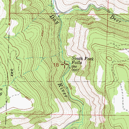 Topographic Map of South Fork Falls, OR