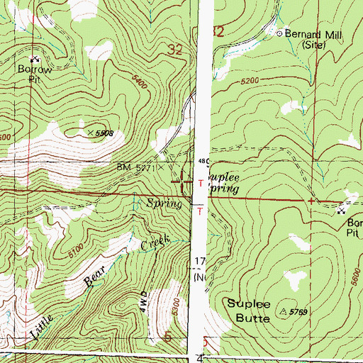 Topographic Map of Suplee Spring, OR