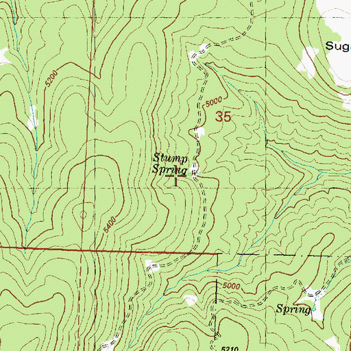 Topographic Map of Stump Spring, OR
