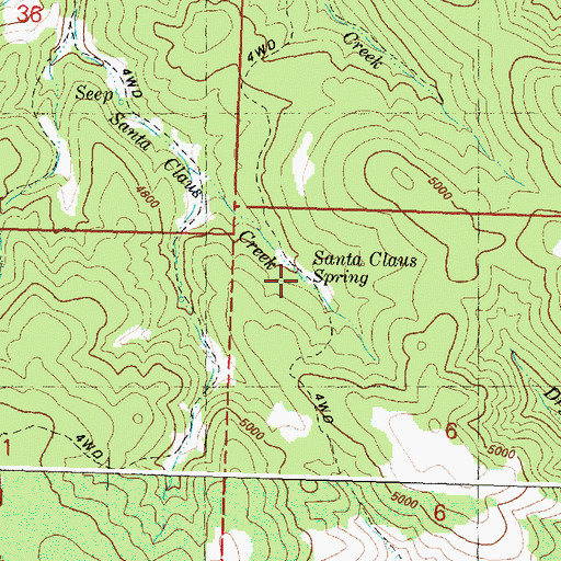 Topographic Map of Santa Claus Spring, OR