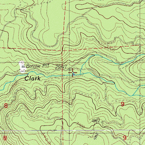 Topographic Map of North Fork Clark Creek, OR