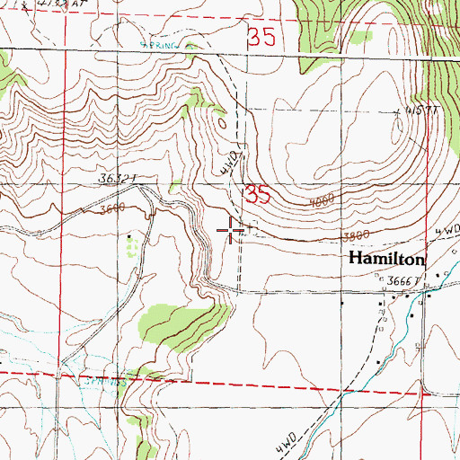 Topographic Map of Hamilton Cemetery, OR