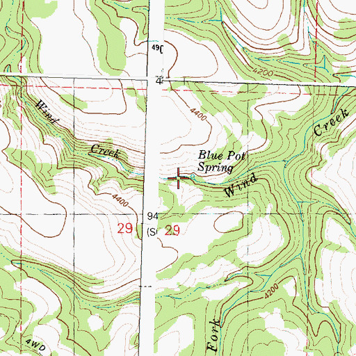 Topographic Map of Blue Pot Spring, OR