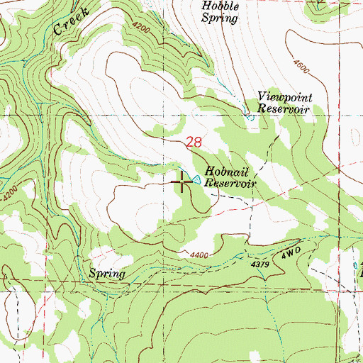 Topographic Map of Hobnail Reservoir, OR