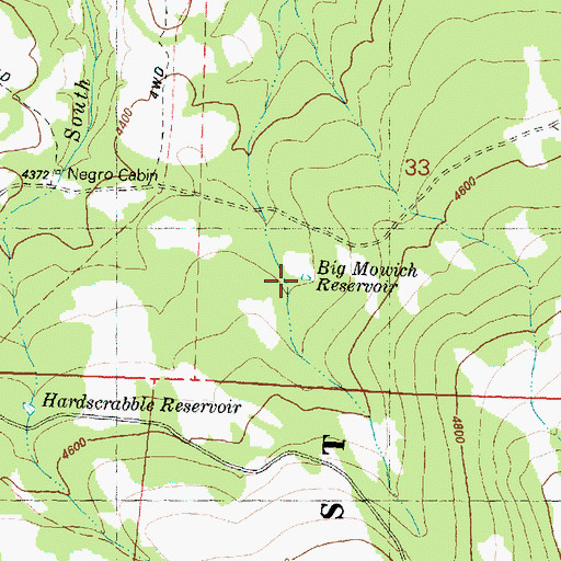 Topographic Map of Big Mowich Reservoir, OR