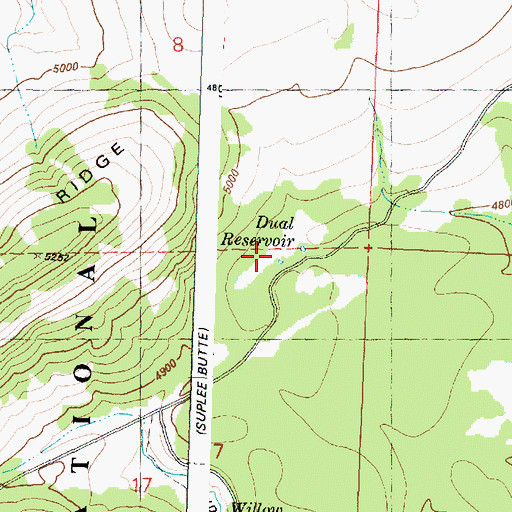 Topographic Map of Dual Reservoir, OR