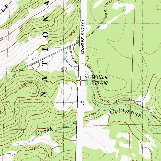 Topographic Map of Willow Spring, OR