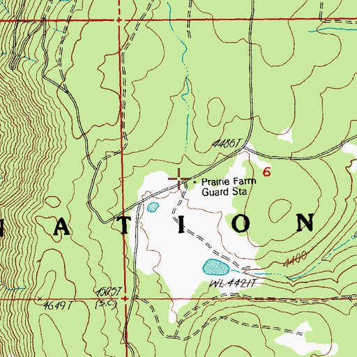 Topographic Map of Prairie Farm Guard Station (historical), OR