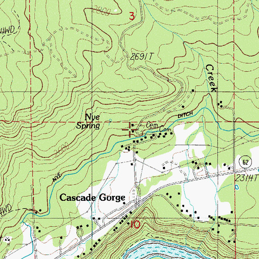 Topographic Map of Nye Cemetery, OR