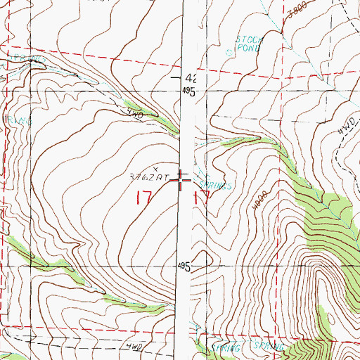 Topographic Map of Round Spring, OR