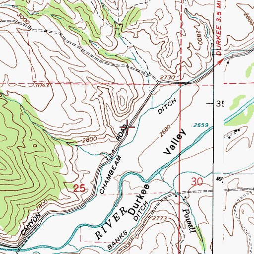 Topographic Map of Chambeam Ditch, OR