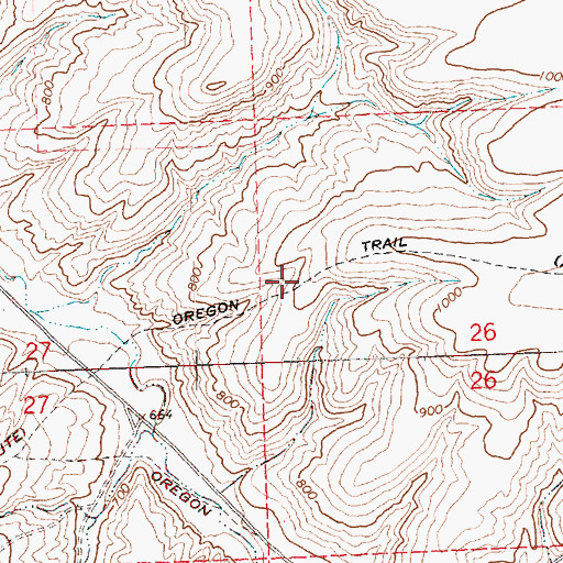 Topographic Map of Oregon Trail, OR