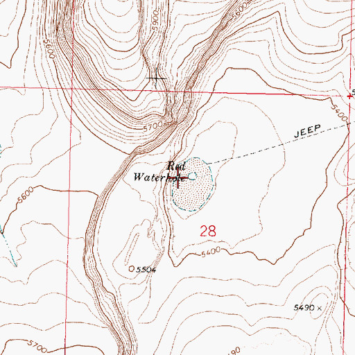 Topographic Map of Red Waterhole, OR